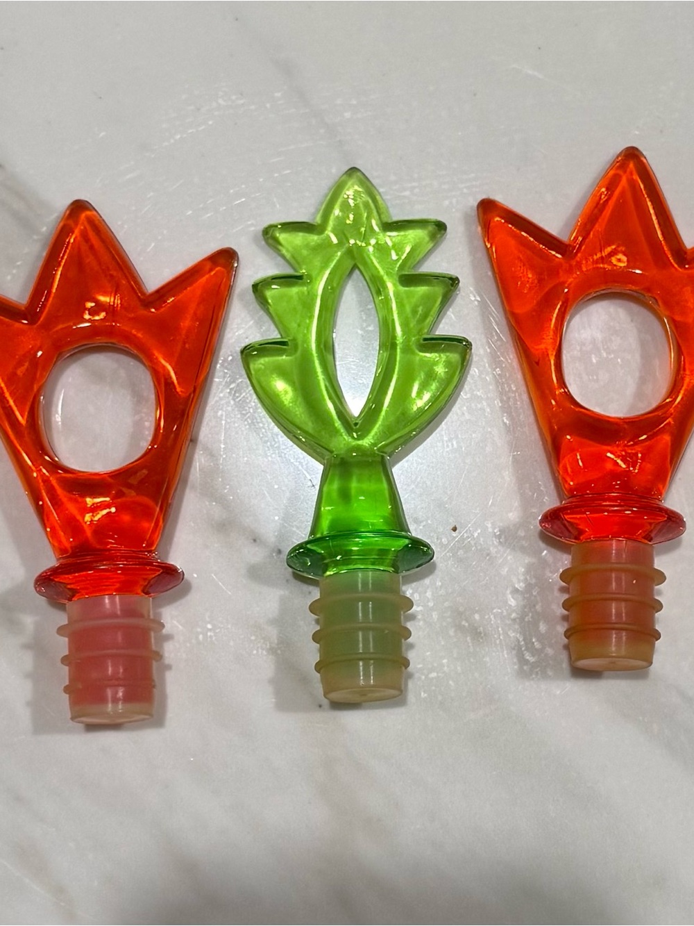 Vintage 90’s IKEA acrylic  Bottle Stoppers - Green and Orange